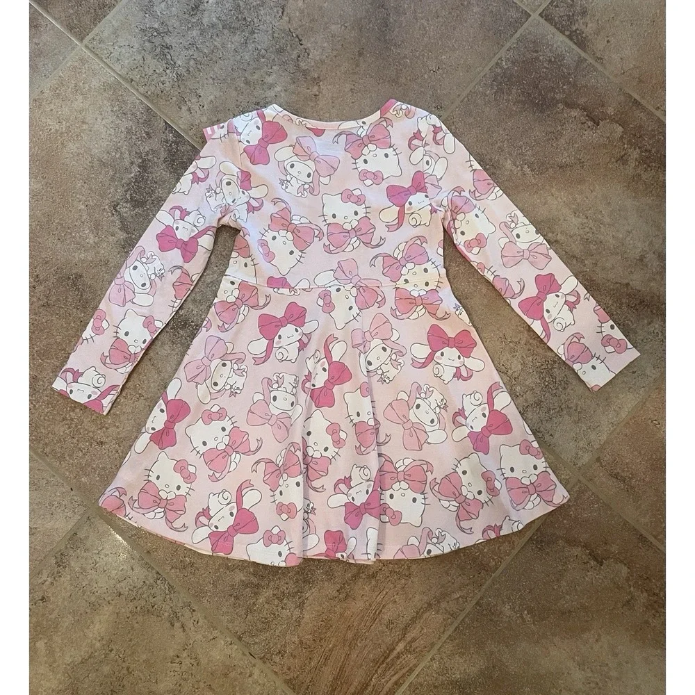 Hello Kitty and Friends Girls Pink Print Dress with Long Sleeve Size 4T NWT